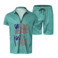 thumbnail image 3 of Vedolay Sets For Men Men's Hawaiian Sets Short Sleeve Beach Flower Shirts and Shorts Outfits,Mint Green 3XL, 3 of 5