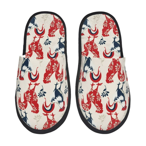 Fotbe Roosters Pantuflas Peludas para Mujer con Estampado, Zapatillas de Peluche, Zapatos de Invierno para Casa, Uso Interior y Exterior-Medium