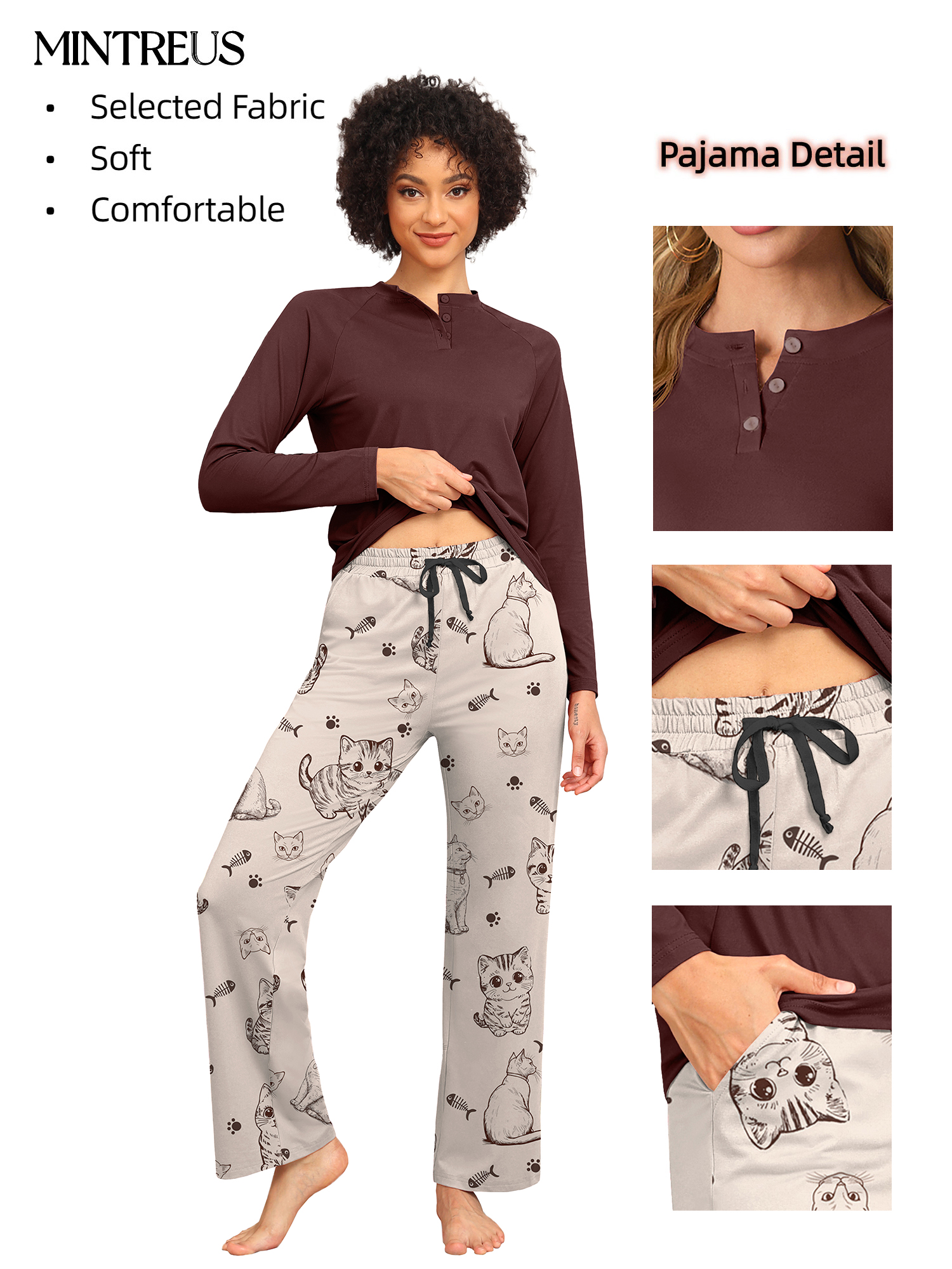 MINTREUS Women's Long Sleeve Pajama Set with Pockets photo 3