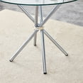 thumbnail image 6 of LUFTUT 36.6" Round Glass Dining Table, Modern Silver Base Kitchen Table, Small Space Bistro Table, Clear Tempered Glass Top for Apartment, 6 of 9