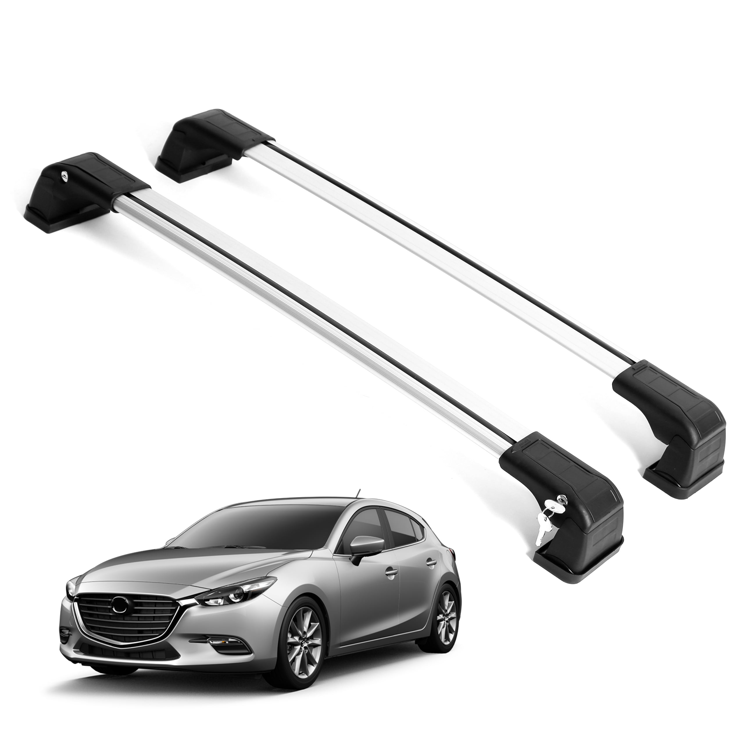 ERKUL Roof Rack Cross Bars for Mazda 3 20102021 Aluminum Rooftop Crossbars Silver