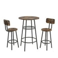 thumbnail image 4 of 3 Piece Bar Table Set, Modern Round Bar Table with Stools & Metal Shelf for 2 Kitchen Counter Height Wood Top Bistro for Breakfast Nook Living Room Small Space Restaurant, Brown, 4 of 8