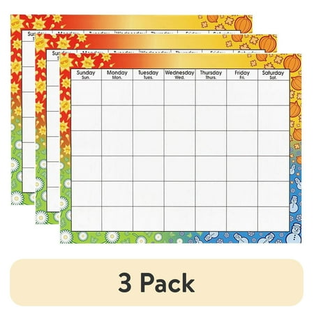 (3 pack) Trend, TEPT1170, Large Wipe-Off Blank Calendar Chart, 1 Each