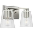 thumbnail image 3 of Vertex Collection Two-Light Brushed Nickel Clear Glass Contemporary Bath Light, 3 of 12