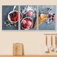 thumbnail image 2 of wall26 - 3 Piece Framed Canvas Wall Art - Raspberry Ice Cream in White Bowl Overhead Shot - Modern Home Art Stretched and Framed Ready to Hang - 24"x36"x3 WHITE, 2 of 5