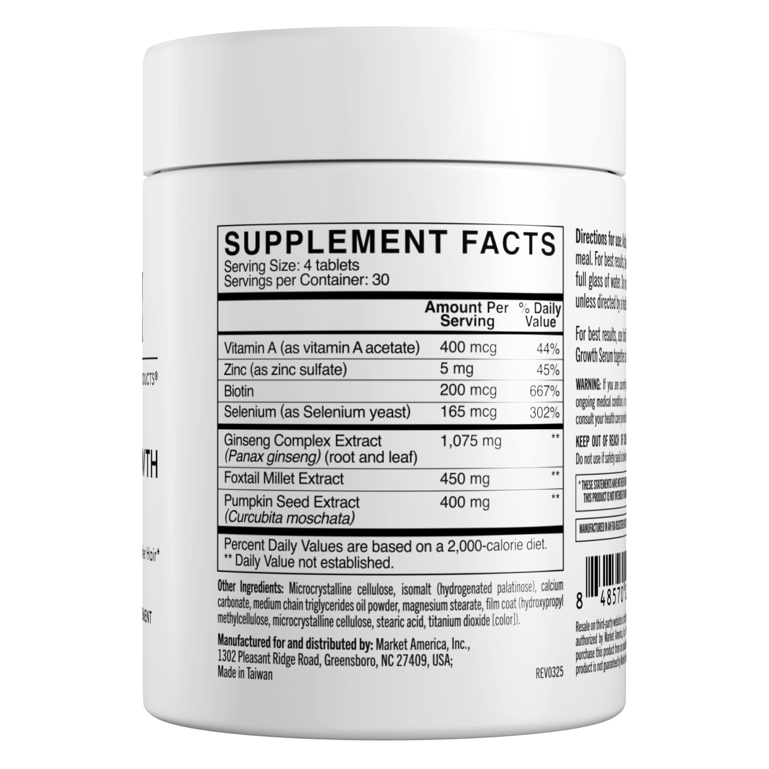 Fixx Hair Growth Tabs – Hair Supplement with Biotin, Millet, Ginseng & Pumpkin Seed – Supports Fuller Hair & Scalp Health – For Men & Women – 30-Day Supply