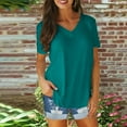 thumbnail image 2 of KBODIU Women's T-Shirts, Women Short Sleeve V-Neck Shirts Summer Loose Casual Basic Tee T-Shirt, 2 of 5