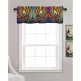 thumbnail image 3 of Peacock Feathers Eye Kitchen Valances for Windows Farmhouse Linen Window Valance Curtain for Living Room Window Treatment Abstract Colorful Oil Painting Valance Rod Pocket Topper Drape, 60 x 18 Inch, 3 of 6
