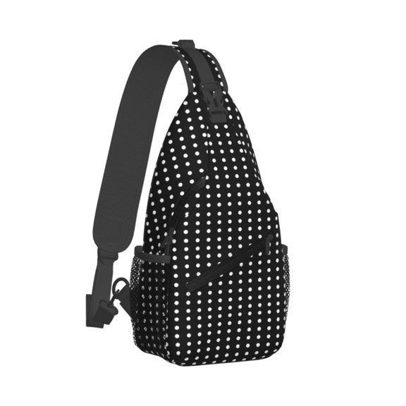 Crossbody Sling Backpack Black Polka Dot Travel Sport Hiking Chest Bag Daypack