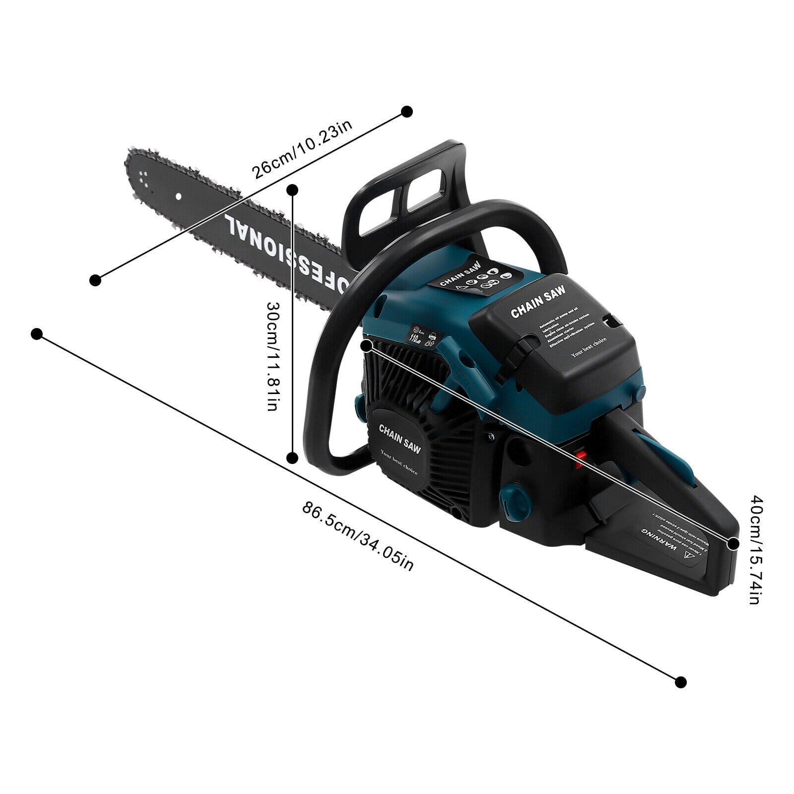 58cc Professional Heavy-Duty Gas Chainsaw - 3.1HP 20-Inch Cutting Bar with 8500RPM for Forestry, Wood Cutting and Tree Pruning