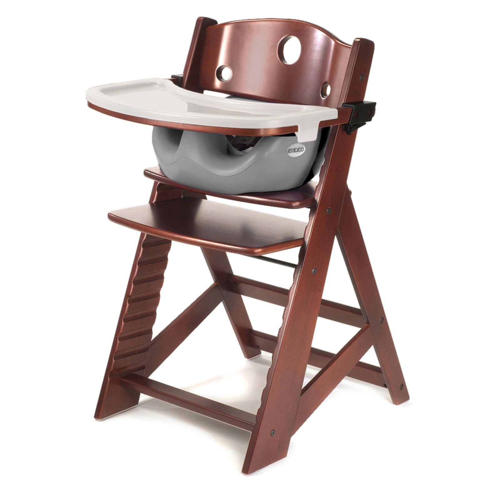 Keekaroo Height Right High Chair Mahogany with Black Infant Insert and Tray