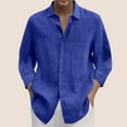 thumbnail image 2 of Toimothcn Mens Shirts 3/4 Sleeve Solid Color Casual Lapel Long Sleeve Shirt Lightweight Soft Shirt Tops Comfy Mens Dailywear, 2 of 5
