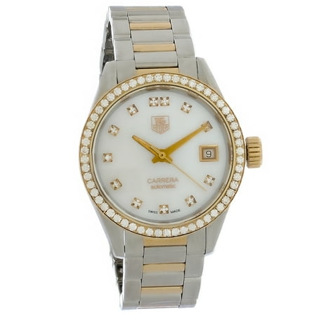 TAG Heuer Carrera Diamond Ladies MOP 2-Tone Swiss Automatic Watch WAR2453.BD0772