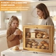 thumbnail image 5 of Large Bread Box for Kitchen Counter, Corner Wooden Large Capacity Bread Storage with Glass Lid Rustic Brown, 5 of 7