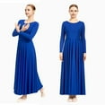 thumbnail image 3 of Women's Long Sleeve Praise Dance Dress Loose Fit Full Length Liturgical Lyrical Dancewear Worship Costume, 3 of 4