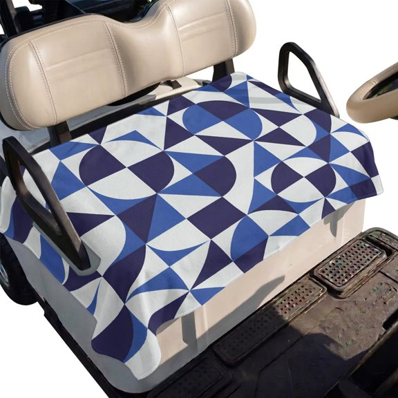 Golf Cart Seat Cover Blue Quarter Circles Club Car Golf Cart Seat Covers Soft Absorbent Golfcart Towel Blanket Geometric Triangle Shards Golf Seat Covers for Cart Decor Fits 2 & 4 Passenger 51"x31"