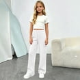 thumbnail image 2 of Girls Cargo Sweatpants Preppy Wide Leg Baggy Track Pants Teen Straight Leg Joggers Open Bottom Trousers with Pockets, 2 of 7