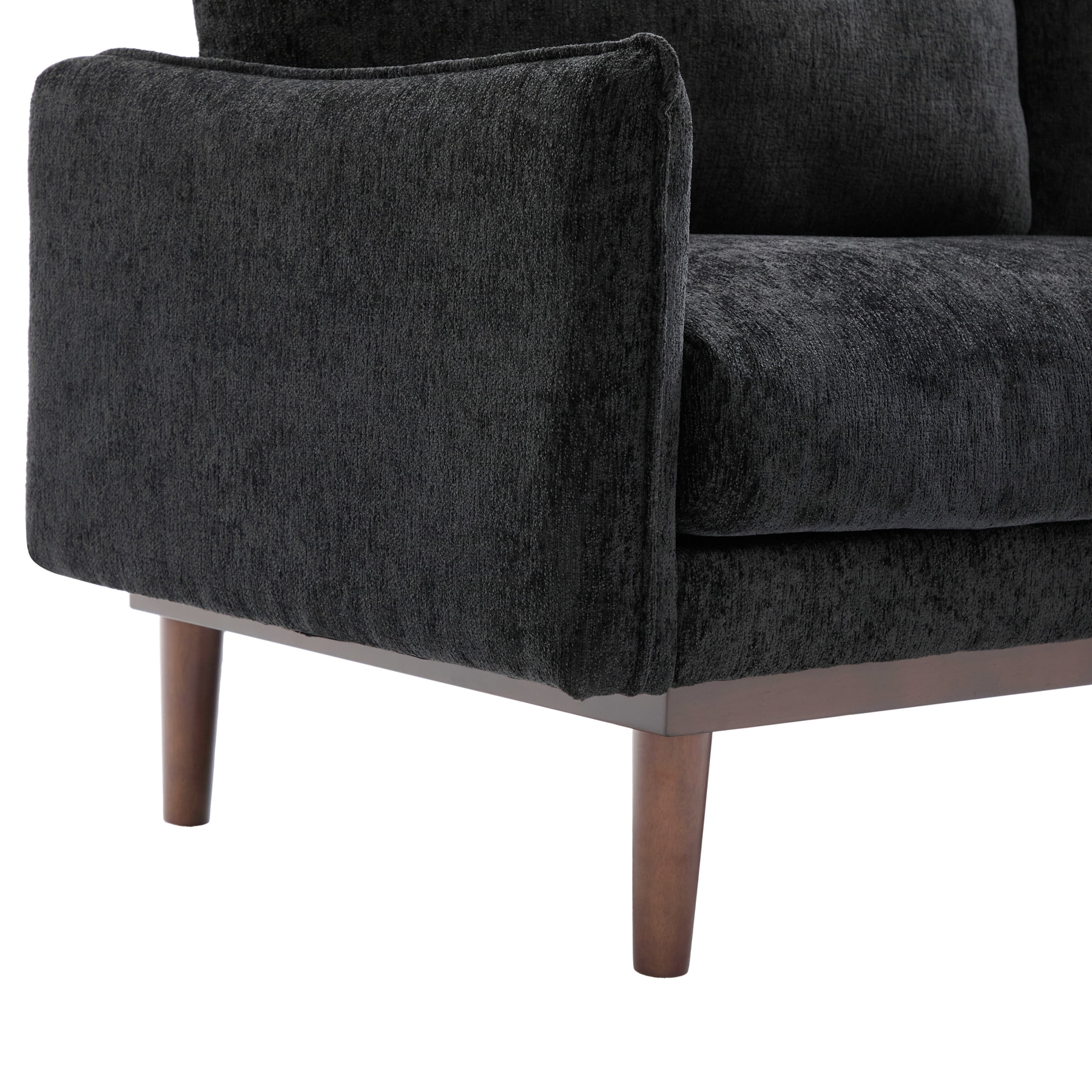 Christopher Knight Home Modern 75.75" Loveseat Sofa, Chenille Couch with Cushion and Wooden Legs, Black