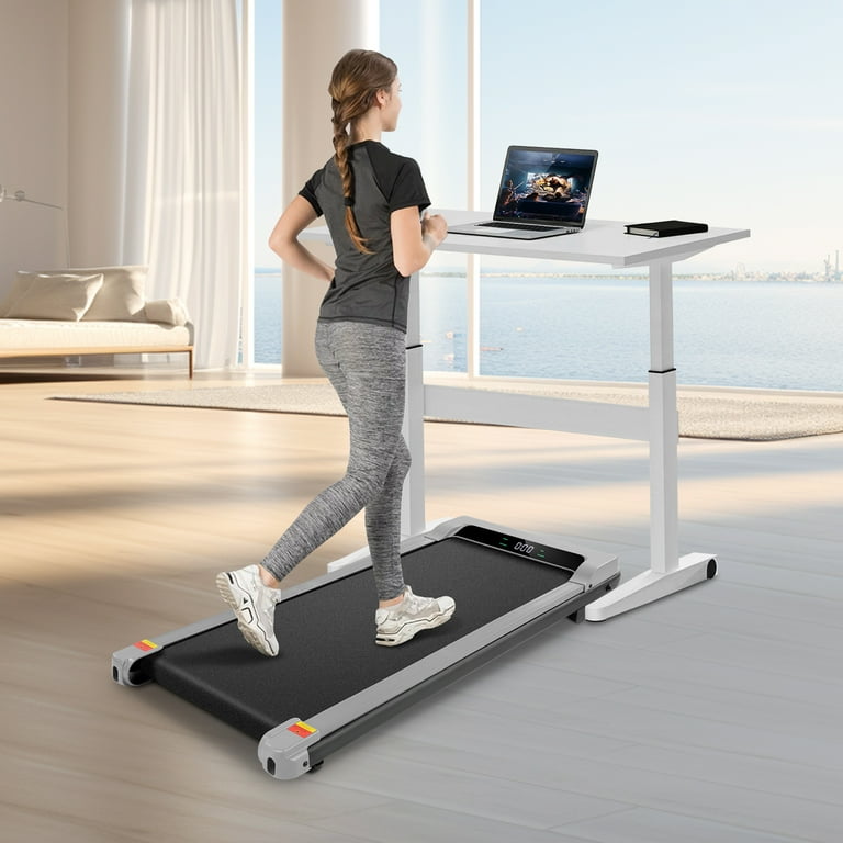 Tikmboex 2.5HP Under Desk Treadmill with LED Display Wireless Remote  Control，Quiet & Compact Walking Pad for Home Office,Gray
