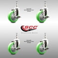 thumbnail image 2 of 4 Inch 316SS Green Polyurethane Swivel 10mm Threaded Stem Caster Set Brake, 2 of 2