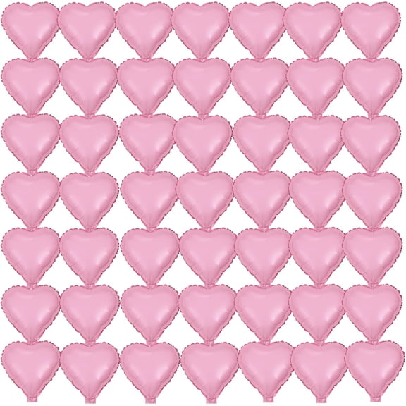 50 Pcs Valentine's Day Foil Heart Shaped Balloons 10 Inch Heart Mylar Balloons, Pink Balloons Heart Balloon for Wedding Birthday Engagement Valentine's Day Party Decoration