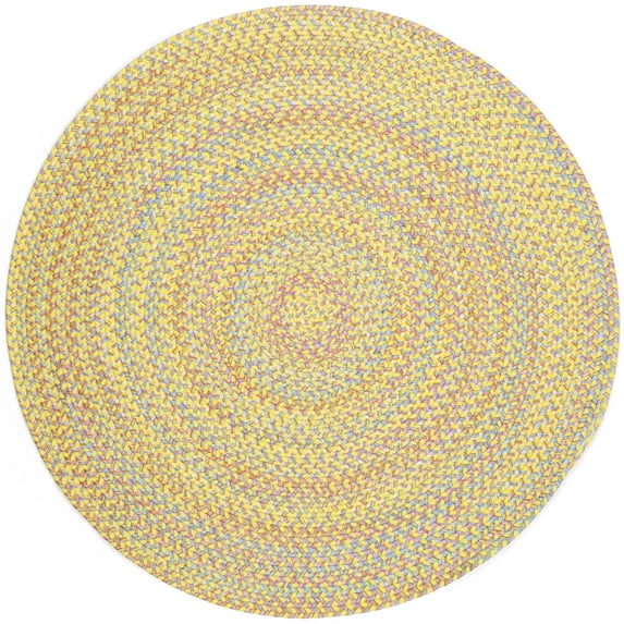 Yellow Rug Braided Design 6-Foot Round Soft Kids/Nursery Carpet