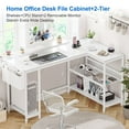 thumbnail image 4 of Jojoka 49.6" Reversible L Shaped Computer Gaming Desk with LED Light & Power Outlets, Corner PC Desk with Storage Shelves & Monitor Stand, Home Office Desk, Writing Desk, Workstation, White, 4 of 8