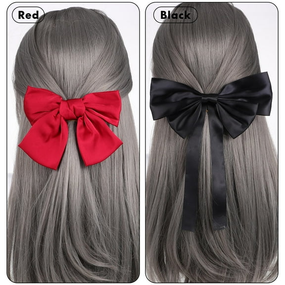 MEIBUTYUP Assorted Color Satin Hair Bow Clips for Women's and Girls Perfect for Various Occasions 4 Pcs