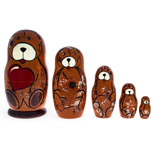 Bestpysanky 5 Pieces Bear Family Matryoshka Russian Wooden Nesting Dolls Walmart Com Walmart Com