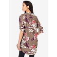 thumbnail image 2 of Roaman's Women's Plus Size Floral Y-Neck Pintuck Tunic – Adjustable Long Sleeve Button-Front, Relaxed Shirt Style, 2 of 4