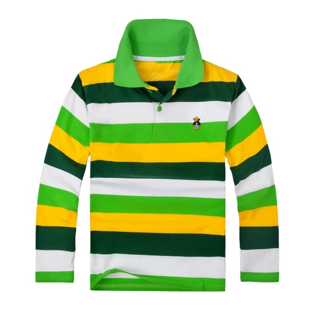 Polos pour Garçons Chemise à Rayures pour Garçons Chemise de Rugby à Boutons Manches Courtes Polo 7-8 Ans Mode Garçons
