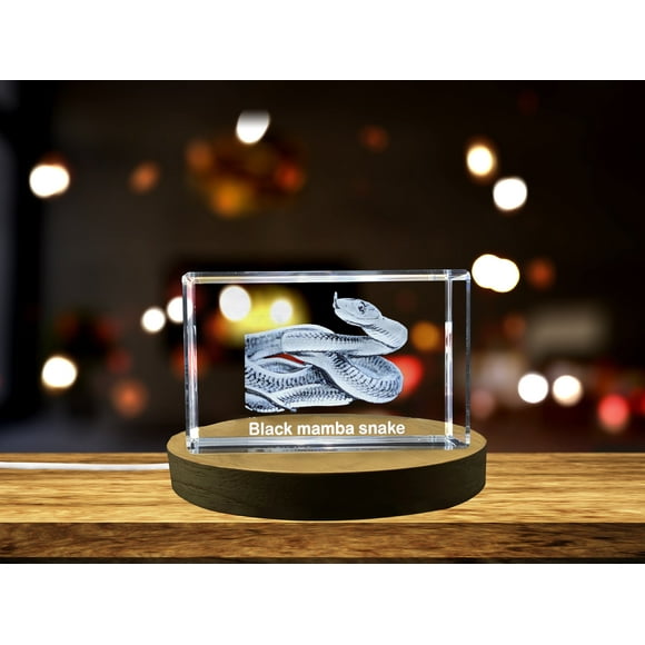 Intense 3D Engraved Crystal | Black Mamba Snake
