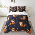 thumbnail image 3 of Manfei Kawaii Orange Raccoon Bedding Comforter Set 7pcs for Kids, Cute Cartoon Animal King Bedding Sets, Dreamy Stars Starry Sky Reversible Bed Sheets, Luxury Bedroom Decor, 3 of 8