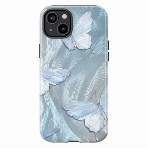 Blue Butterfly Flowing Breeze Phone Case – Dual Layer Protective Cover for iPhone 16 15 14 13 12 11 Pro Max