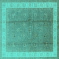 thumbnail image 1 of Ahgly Company Machine Washable Indoor Square Oriental Turquoise Blue Industrial Area Rugs, 4' Square, 1 of 4