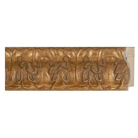 Picture Frame Moulding (Wood) 100Ft Bundle - Ornate Antique Gold Finish - 4" Width - 1" Rabbet
