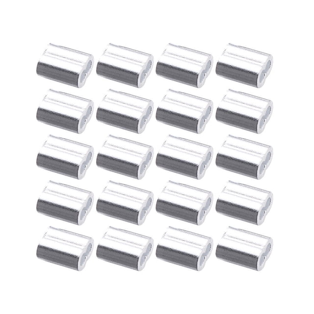 EeaseCA 100pcs 1/8 Inches 3MM Wire Rope and Cable Aluminum Crimping Loop Sleeve Steel Rope Joint Aluminum with Double Holes