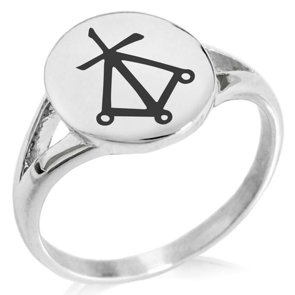 Stainless Steel Reiki Harth Compassionate Minimalist Oval Top Polished Statement Signet Ring