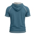 thumbnail image 5 of Yertdoel Hoodies for Men Solid Color Short Sleeve Drawstring Hooded Sweatshirt Fall Comfy Breathable Workout Fitness Casual Tops, 5 of 6