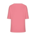 thumbnail image 4 of Ashirexll Womens Tops, Fashion Solid Color Plus Size Casual V-Neck Loose Cute T-Shirt Elbow Length Tops for Women Pink XXL, 4 of 6