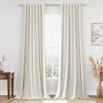 thumbnail image 3 of Cream Linen Blackout Curtains 102 Inch Length 2 Panels Set for Living Room Bedroom Back Tab Thermal Insulated 100 Black Out Linen Drapes Room Darkening Window Curtains, 3 of 10