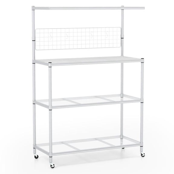 4 Tier Adjustable Shelf Bakers Rack on Wheels
