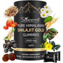 Shilajit Gummies - Pure Himalayan Shilajit Gold Grade with Fulvic Acid | 85 Micronutrients | Ashwagandha & Gokshura | No Added Sugar | Non-GMO | 100% Natural Premium | 60 Gummies for Men and Women