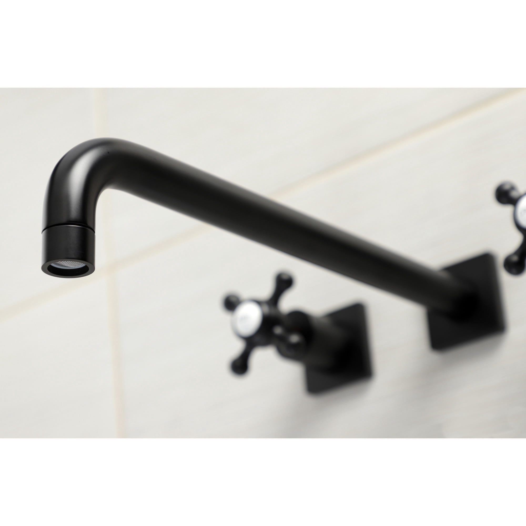 Kingston Brass KS6040BX Metropolitan Two-Handle 3-Hole Wall Mount Roman Tub Faucet in Matte Black