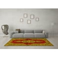 thumbnail image 3 of Ahgly Company Machine Washable Indoor Round Medallion Yellow Traditional Area Rugs, 3' Round, 3 of 4