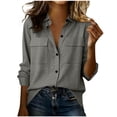 thumbnail image 2 of Ynynloco Womens Button Down Shirts Cotton Shirts Oxford Shirts Long Sleeve Blouses Collared Tops with Pocket, 2 of 9