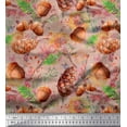 thumbnail image 1 of Soimoi Orange Cotton Voile Fabric Apricot & Oaknut Fruits Print Fabric by The Yard 56 Inch Wide, 1 of 1