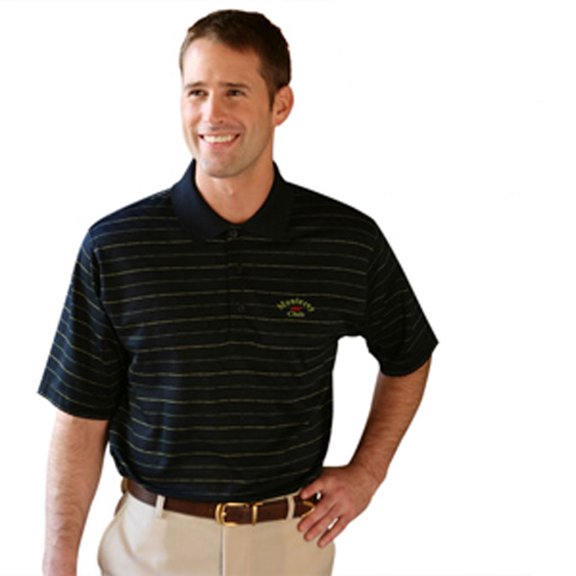 Monterey Club Men's Pima Cotton Jacquard Golf Polo Shirt #1383