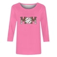 thumbnail image 4 of Lolmot T-shirt Imprimé pour Femmes, Blouse à Manches 3/4, Col Rond, Hauts Décontractés, 4 of 4