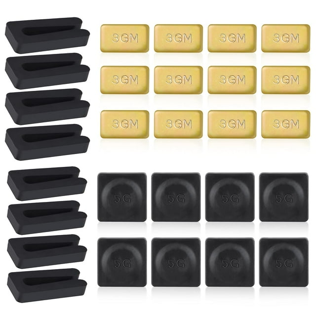 8 Sets Ceiling Fan Blade Balancing Kit Including Metal Self-Adhesive Gold 3G Weight, Metal Self-Adhesive Black 5G Weight